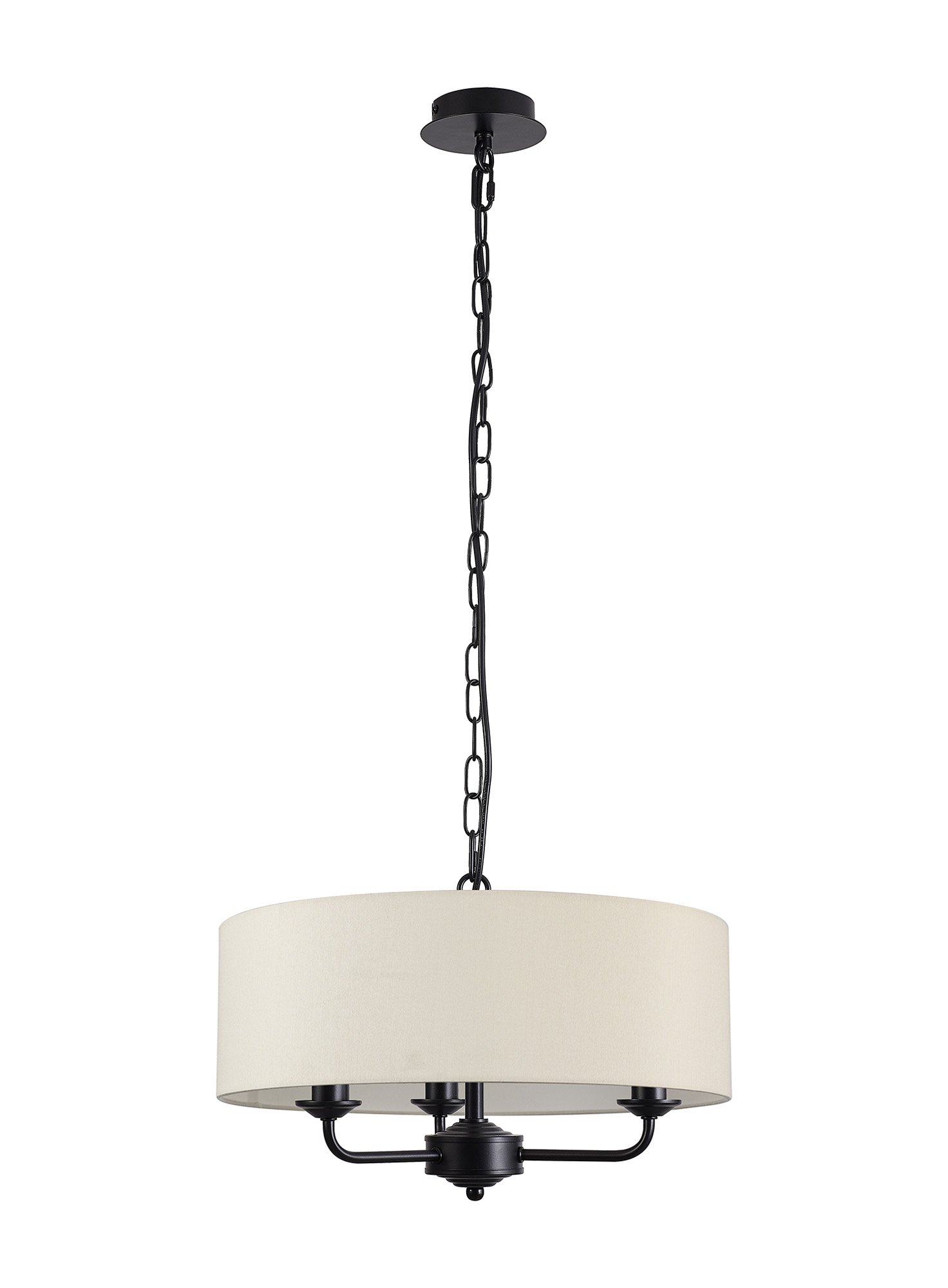 Banyan 45cm 3 Light Pendant Matt Black, Ivory Pearl DK1016  Deco Banyan